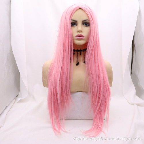 Vigorous Easy Install long wave curly non Lace Wig Natural Color Synthetic Wigs Heat Resistant Fiber Hair for women